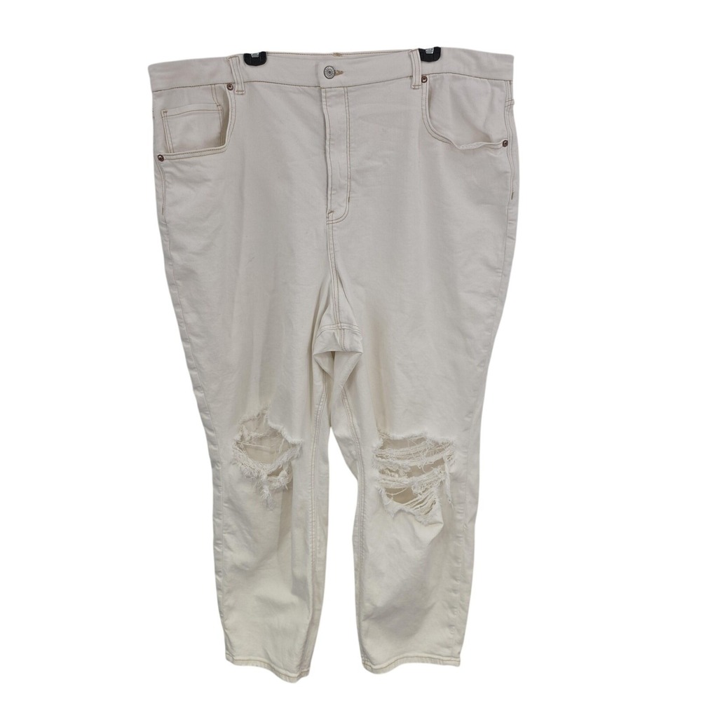 American Eagle Outfitters Jeans Women 24R White Curvy Mom High Rise Distressed